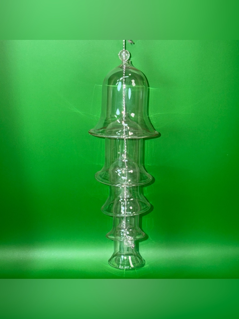 Vintage Silvestri 5-Tiered Nesting Glass Bells Wind Chime Christmas Ornament